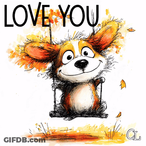 Dog Sitting On Swing Saying Love You GIF