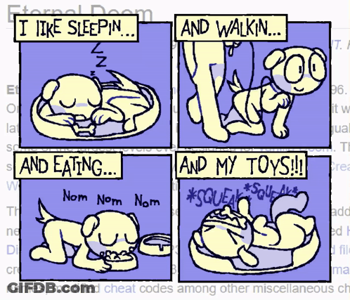 Dog Sleeping Eating Playing With Toys GIF