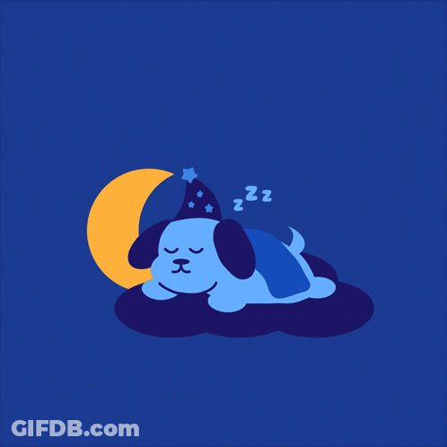 Dog Sleeping Under Crescent Moon GIF
