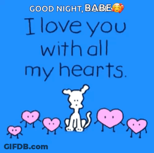 Dog Surrounded By Hearts Saying I Love You GIF