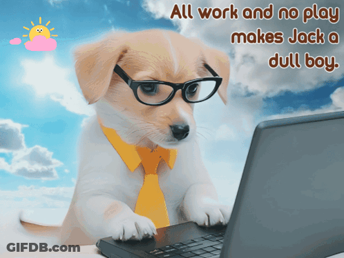 Dog Wearing Glasses And Tie Typing GIF