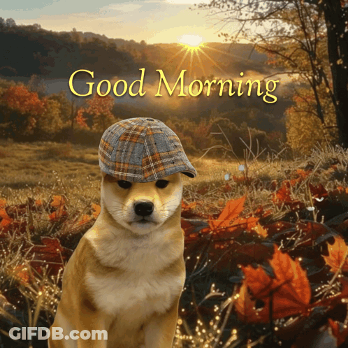 Dog Wearing Hat Says Good Morning GIF