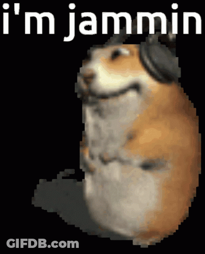 Dog Wearing Headphones Saying Jammin GIF