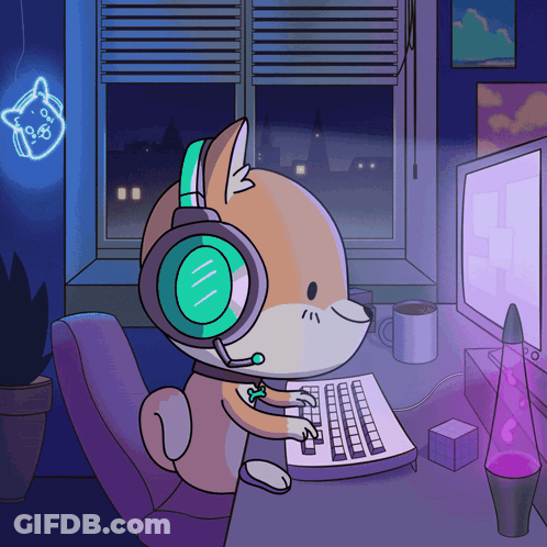 Dog Wearing Headphones Typing GIF