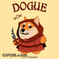 Dog Wearing Hood Holding Knife GIF