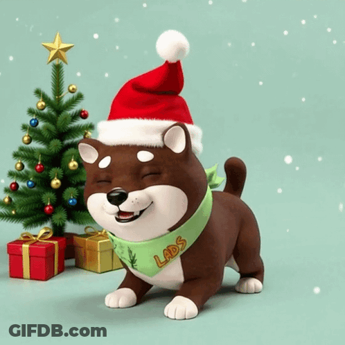 Dog Wearing Santa Hat And Bandana With Labs GIF