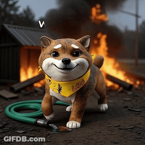 Dog Wearing Yellow Bandana Saying Lads GIF