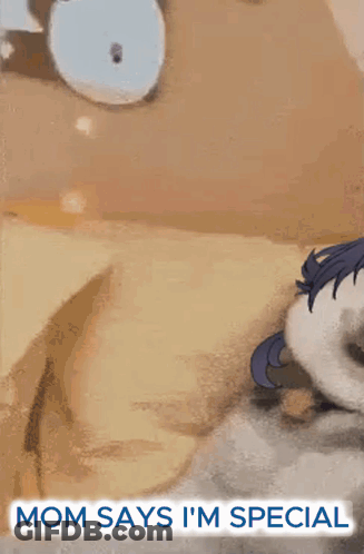 Dog With Blue Haired Angel On Bed GIF