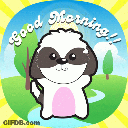 Dog With Good Morning Text GIF