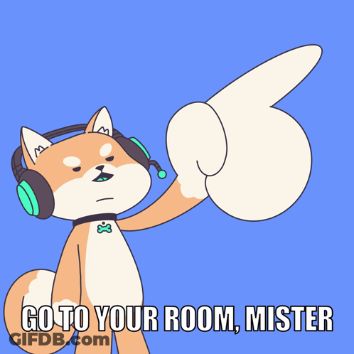 Dog With Headphones Pointing Go To Your Room Mister GIF