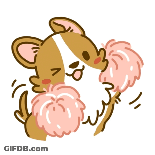 Dog With Pink Pom Poms In Mouth GIF