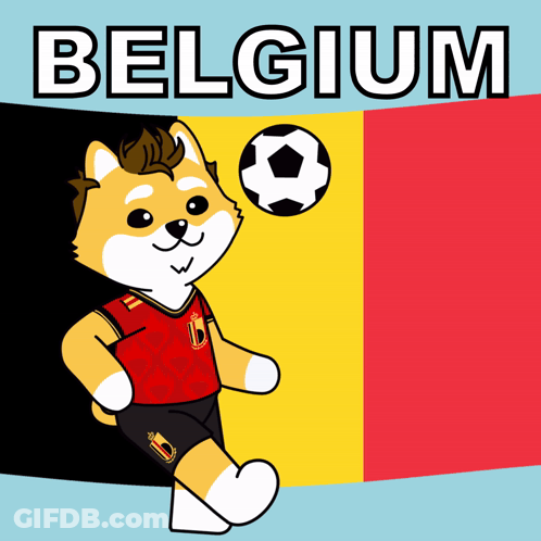 Dog With Soccer Ball And Belgium Flag GIF