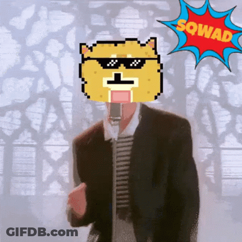 Doge Coin Head Rick Roll Meme GIF