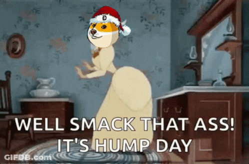 Doge In Santa Hat Dancing Well Smack That Ass It's Hump Day GIF