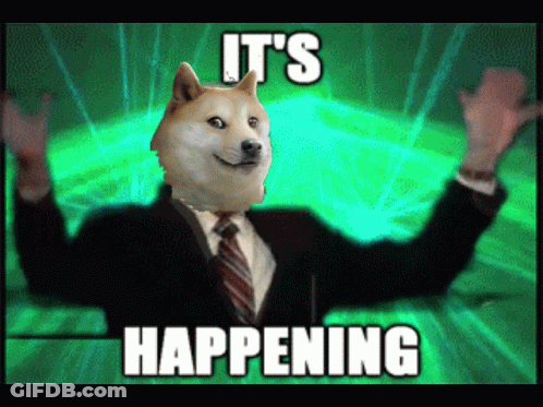 Doge In Suit And Tie Saying It's Happening GIF
