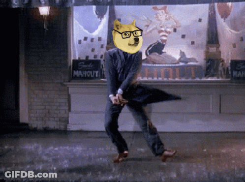 Doge Wearing Glasses Dancing In Rain Saddle Mayout GIF