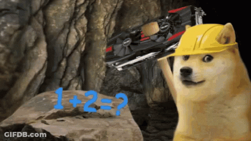 Doge Wearing Hard Hat Holding Graphics Card GIF