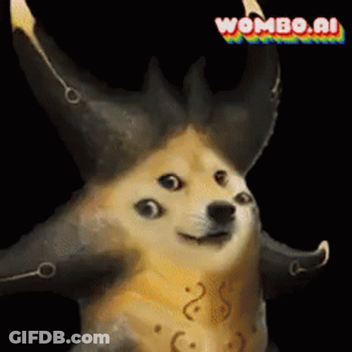 Doge With Horns And Rainbow GIF