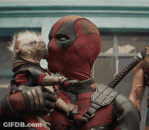 Dogpool Lick Spiderman GIF
