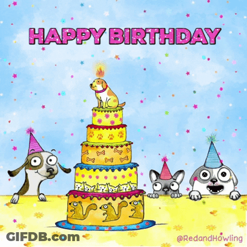 Dogs Happy Birthday Cake Dog Candle GIF