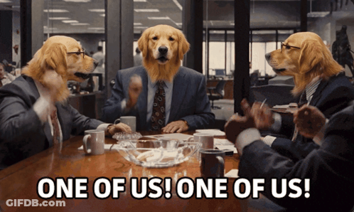 Dogs Heads On Table One Of Us GIF