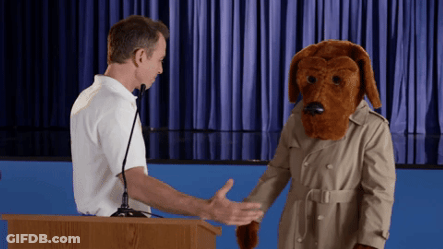 Dogs Hugging Man In The Stage GIF