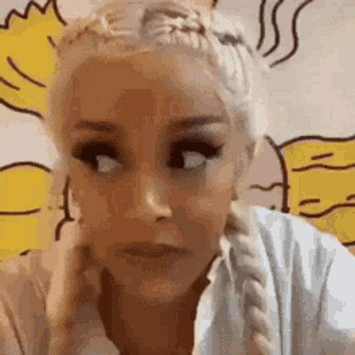 Doja Cat Bored White Hair Braid GIF