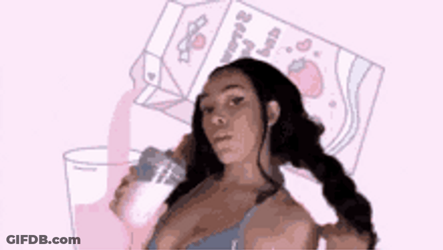 Doja Cat Sipping Fresh Cow's Milk GIF