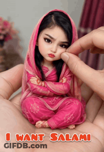 Doll Held With Text I Want Salami GIF