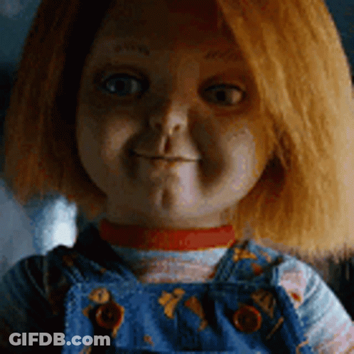 Doll In Overalls And Red Choker GIF