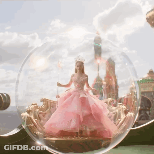 Doll In Pink Dress Crown Glass Ball GIF