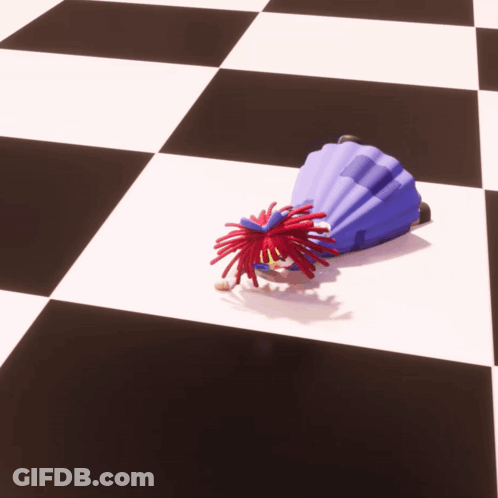 Doll Laying On Checkered Floor Saying I Am In So Much Pain GIF
