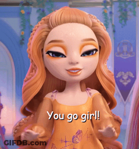 Doll Saying You Go Girl In Orange Dress GIF