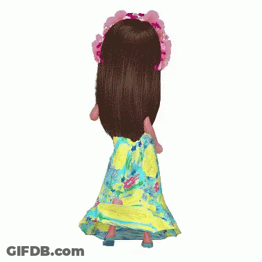 Doll With Flower Crown And Floral Dress GIF