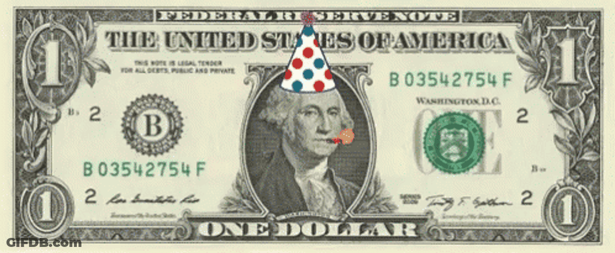 Dollar Bill Goes To A Party GIF