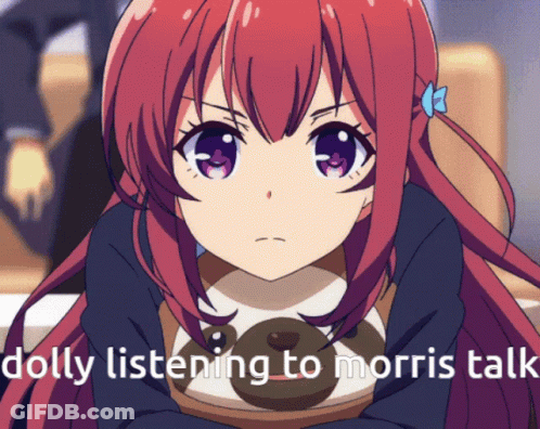 Dolly Listening To Morris Talk Anime With Red Hair GIF