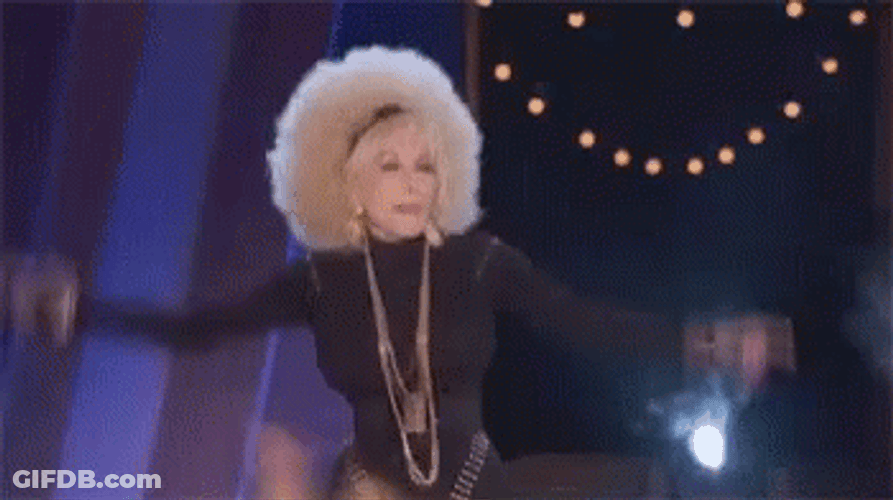 Dolly Parton Blonde Afro Dancing GIF