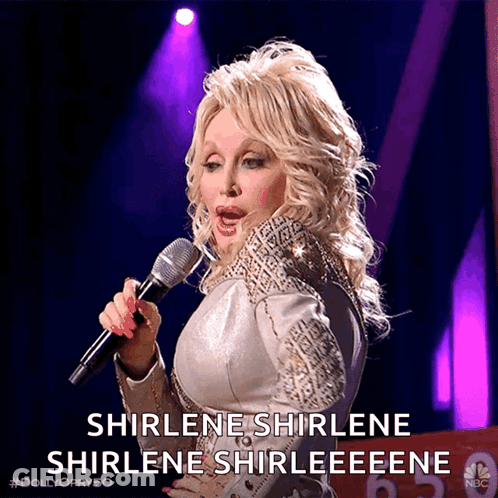 Dolly Parton Says Happy Birthday Brent Pointing At Camera GIF