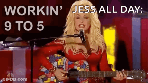 Dolly Parton Singing Into Microphone With Guitar And Red Dress GIF