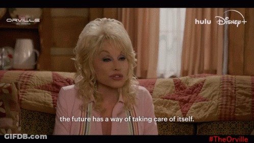 Dolly Parton Sitting On Couch Talking About Taking Care Of Itself GIF