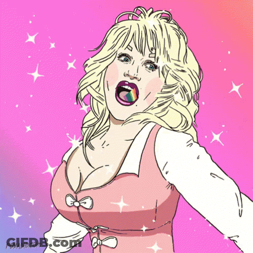 Dolly Parton Spouting Out Rainbow GIF