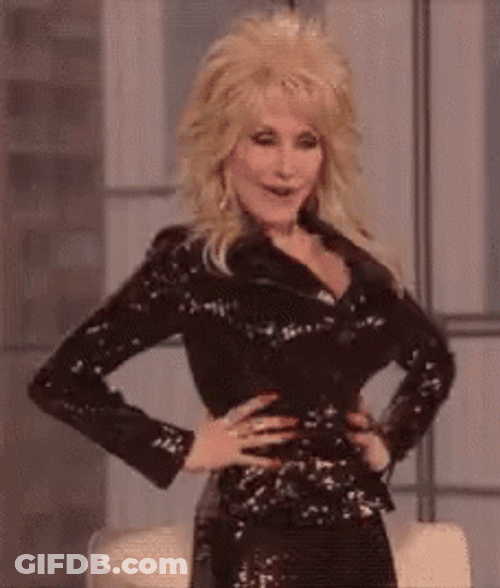 Dolly Parton Stretching Hips GIF