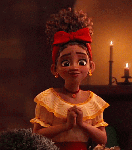 Dolores Madrigal Talking Herself GIF
