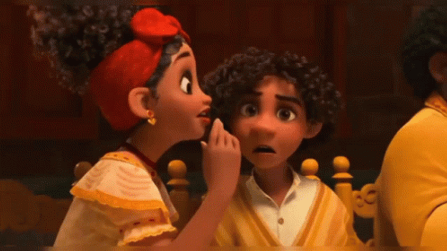Dolores Madrigal Whispers To Camilo GIF