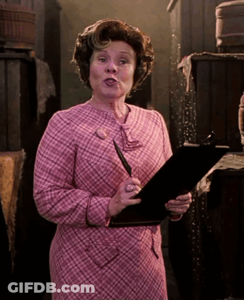 Dolores Umbridge Holding Checklist GIF