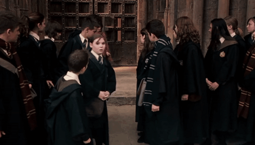 Dolores Umbridge Walking Through Students GIF