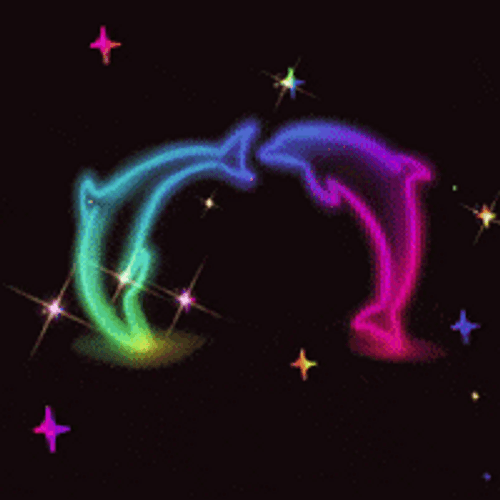 Dolphin Art In Flashing Colors GIF