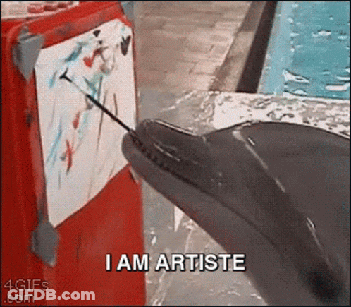 Dolphin Painting Says I Am Artiste GIF