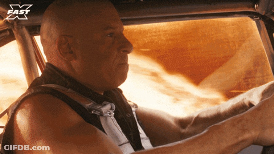 Dom Toretto Car Road On Fire GIF