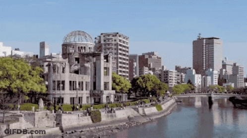 Domed Building Beside River In City GIF